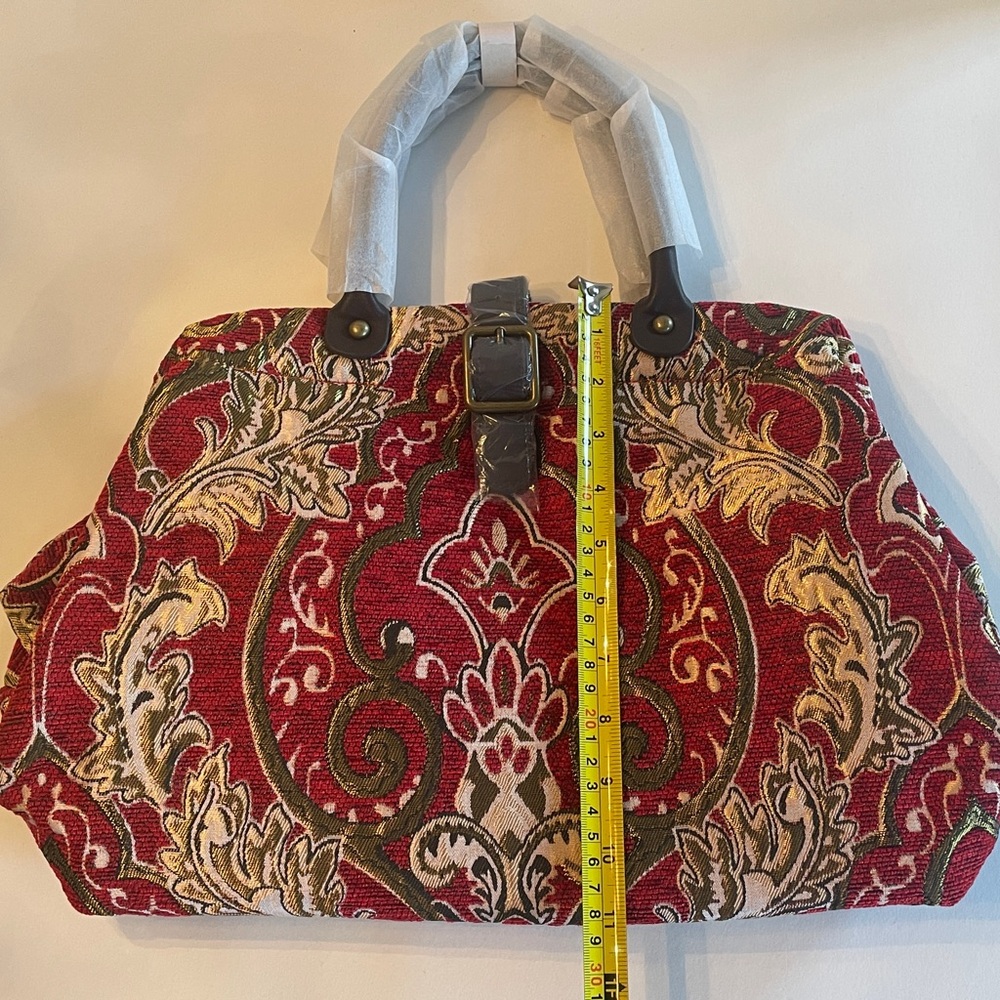 Hopeless Romantic Carpet Bag Style Red Floral Statement Tote - Picture 8 of 11